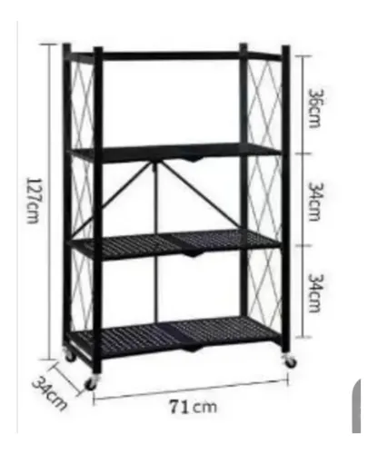 Repisa Estante 4 Niveles Metalica Plegable Negro — foto 3