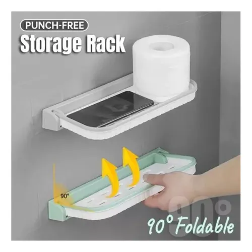 Repisa Estante De Baño Plegable De Pared Cocina Toallero Blanco — foto 3