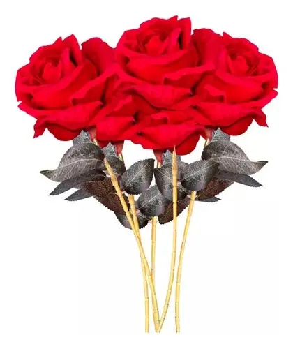 Rosas Artificiales Realistas Set 5 Varas Individuales — foto 3