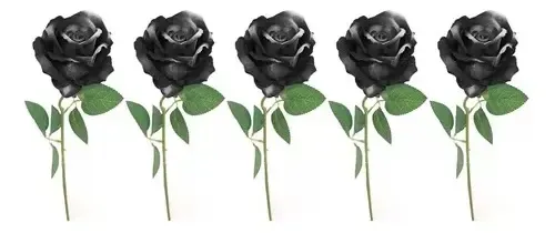 Rosas Artificiales Realistas Set 5 Varas Individuales Negras Negro — foto 2