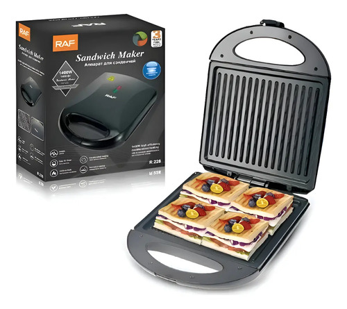 Sandwichera Electrica Tipo Grill Tostador Y Plancha Raf Negro