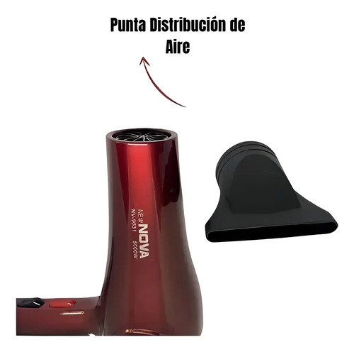 Secador Cabello Profesional Nova Nv9031 5000w Hairdryer Color Rojo — foto 4