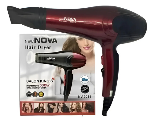 Secador Cabello Profesional Nova Nv9031 5000w Hairdryer Rojo