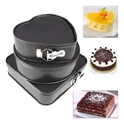 Set 3 Moldes Figuras Antiadherente Torta Repostería Negro