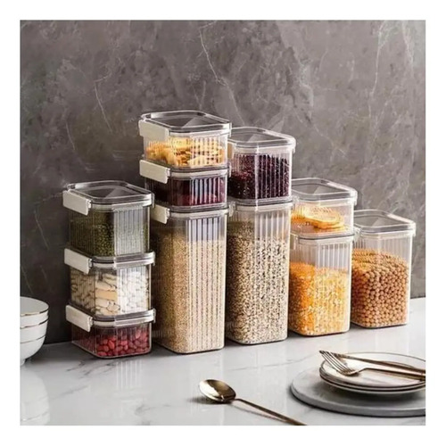 Set 5 Recipientes Hermeticos Almacenamiento Con Tapa Cocina Transparente — foto 3