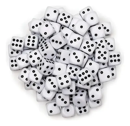 Set De 100 Dados Azar 16mm Blancos 6 Caras Blanco