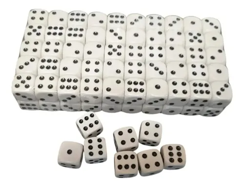 Set De 100 Dados Azar 16mm Blancos 6 Caras Blanco — foto 3