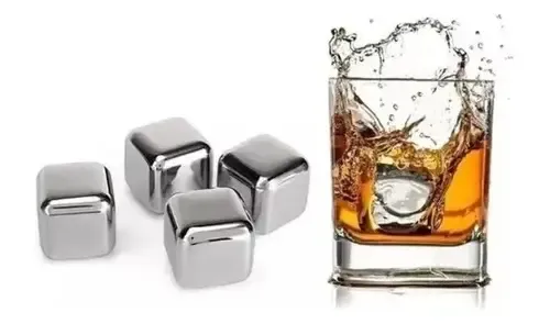 Set De 4 Cubos De Acero Hielo Reutilizables Enfriar Tragos