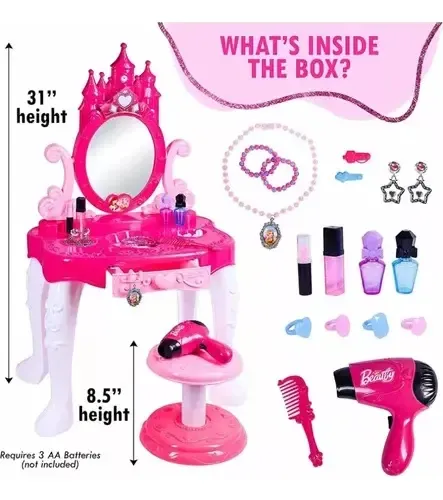 Set De Belleza Tocador De Niñas De Princesa Con Accesorios Rosa — foto 2