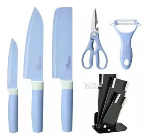 Set De Cuchillos De 6 Piezas Acero Inoxidable Pelador Tijera Varios — foto 3