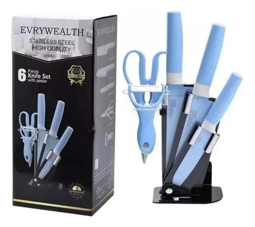 Set De Cuchillos De 6 Piezas Acero Inoxidable Pelador Tijera Varios — foto 6