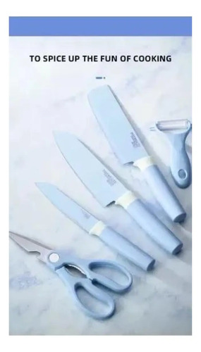 Set De Cuchillos De 6 Piezas Acero Inoxidable Pelador Tijera Varios — foto 7