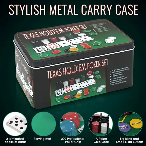Set De Poker Texas Holdem 200 Fichas Profesional Set Caja — foto 4