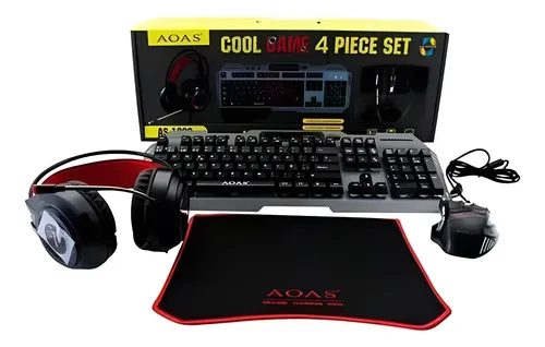 Set Gamer Rgb 4 Piezas Aoas Mouse Teclado Audifonos Mousepad Varios