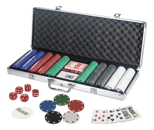 Set Poker Juego De Mesa 500 Fichas + Naipes, Dados + Maletín