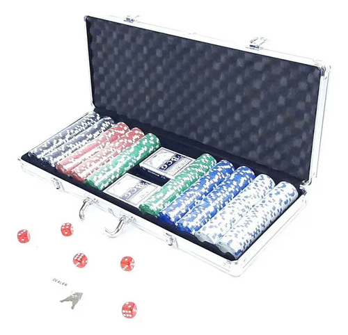 Set Poker Juego De Mesa 500 Fichas + Naipes, Dados + Maletín — foto 9