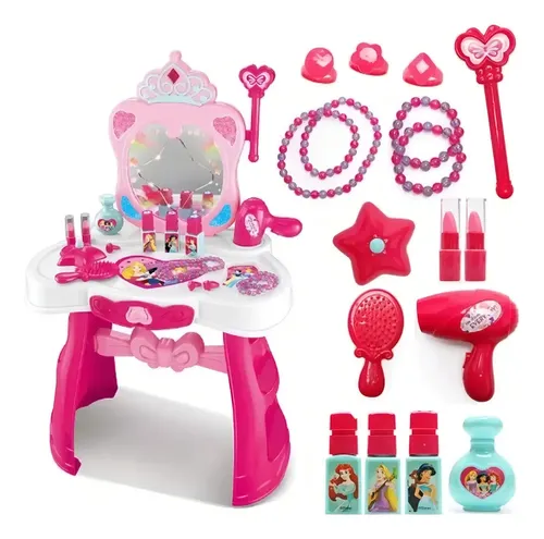 Set Tocador Mágico Princesas Maquillaje Niña Tocador Espejo — foto 2