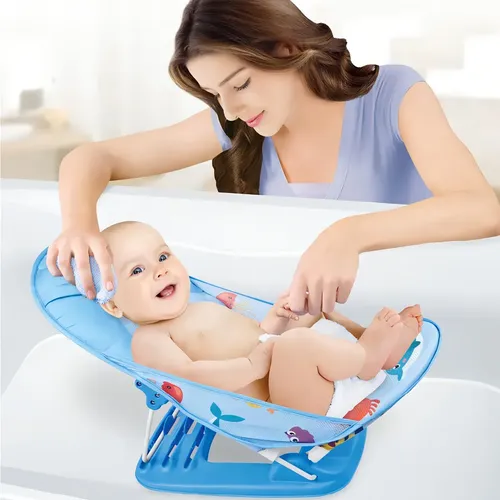 Silla De Baño Plegable Para Bebe Con Almohada Y Red Flotante Rosa — foto 3