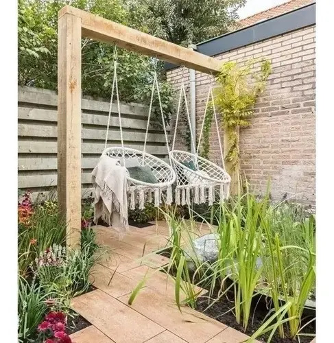Silla Hamaca Colgante Tejida Columpio Interior Terraza White Silla Colgante — foto 4