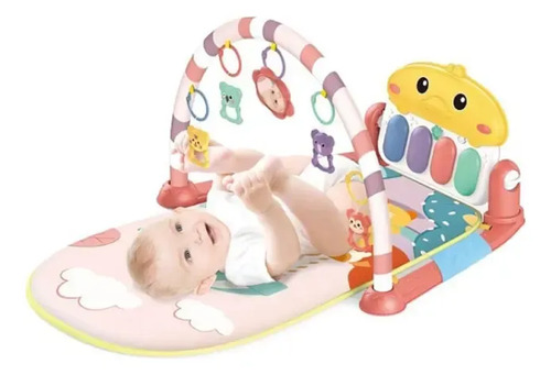 Silla Mecedora Gimnasio Piano Musical 2 En 1 Para Bebe Rosa — foto 2
