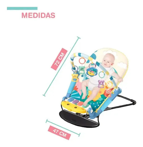 Silla Mecedora Gimnasio Piano Musical 2 En 1 Para Bebe Rosa — foto 3