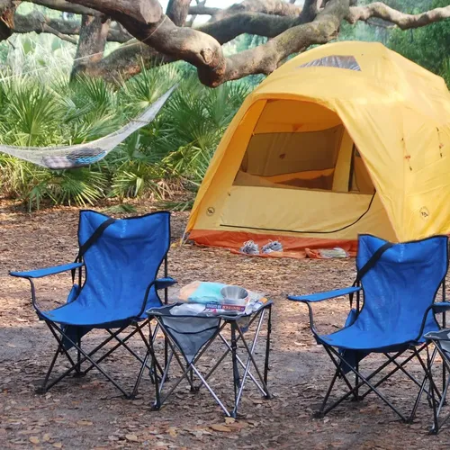 Silla Plegable De Camping Con Apoyabrazos Azul Y Bolso De Transporte — foto 5