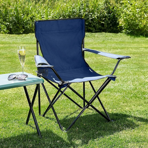 Silla Plegable De Camping Con Apoyabrazos Azul Y Bolso De Transporte — foto 7