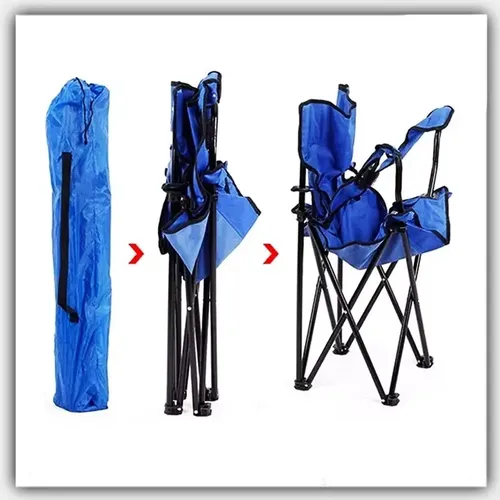 Silla Plegable De Camping Con Apoyabrazos Azul Y Bolso De Transporte — foto 8