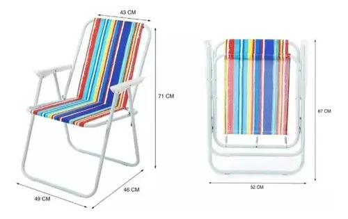 Sillas Para Playa Piscina Camping Plegable Liviana Portátil Celeste — foto 4