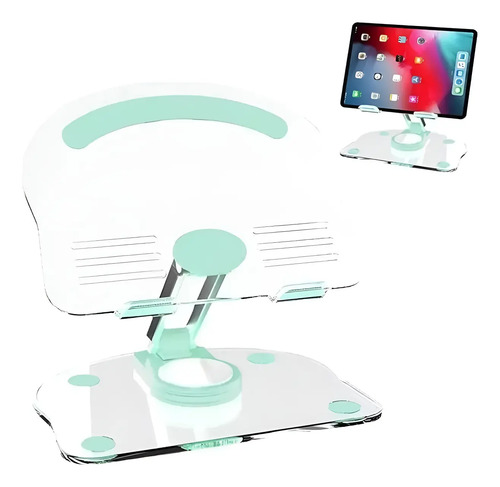Soporte Escritorio Acrílico Ajustable Plegable Tablet Y iPad Transparente