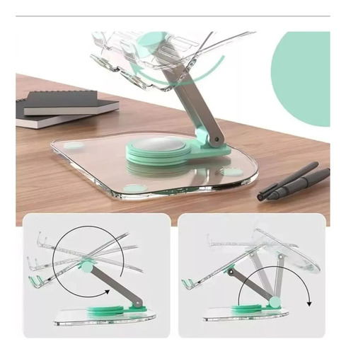 Soporte Escritorio Acrílico Ajustable Plegable Tablet Y iPad Transparente — foto 4