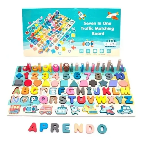 Tablero De Habilidades  Aprendizaje 7 En 1 De Madera Multicolor