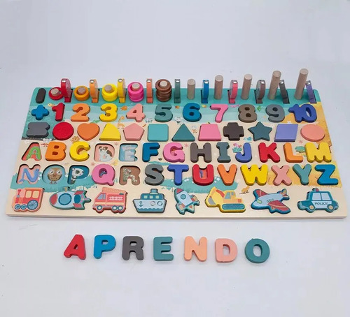 Tablero De Habilidades  Aprendizaje 7 En 1 De Madera Multicolor — foto 7
