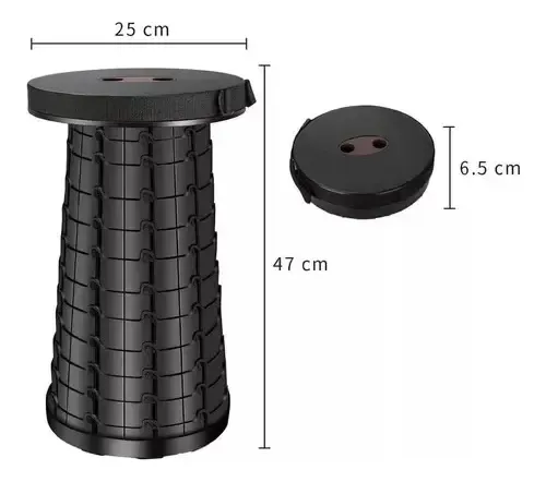 Taburete Plegable Portátil De Plástico Retráctil Silla Negro — foto 3
