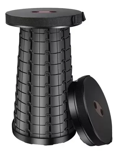 Taburete Plegable Portátil De Plástico Retráctil Silla Negro — foto 4