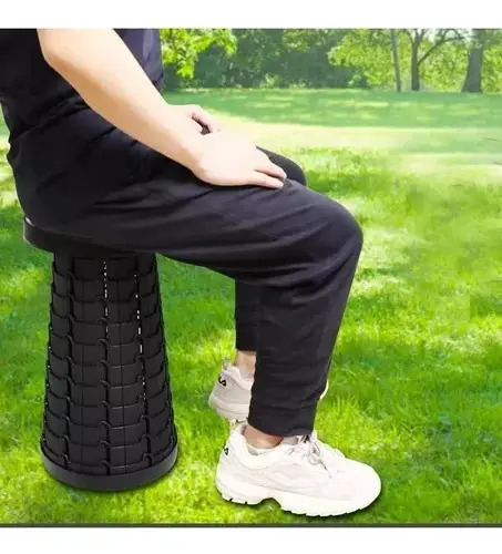 Taburete Plegable Portátil De Plástico Retráctil Silla Negro — foto 5