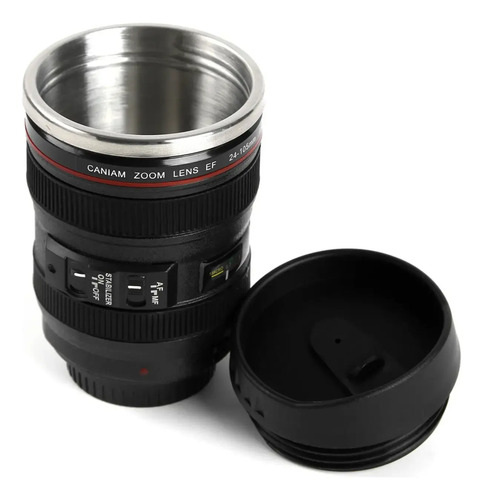 Taza De Café Con Forma De Lente De Cámara Fotográfica Negro
