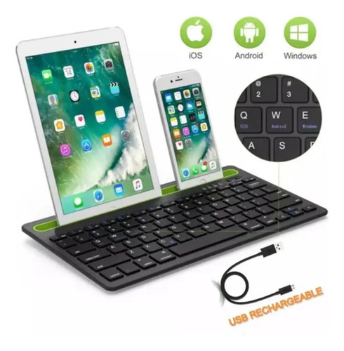Teclado Bluetooth Recargable Porta Tablet Telefono Multiuso Varios — foto 3