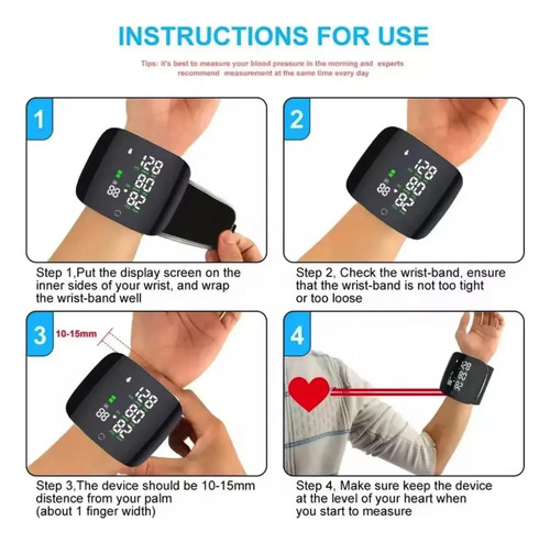 Tensiómetro Digital Recargable Para Muñeca Presión Arterial Varios — foto 3