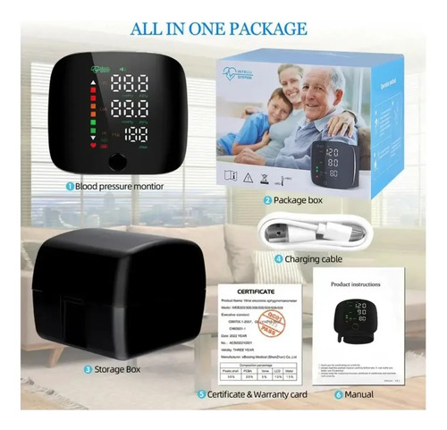 Tensiómetro Digital Recargable Para Muñeca Presión Arterial Varios — foto 4