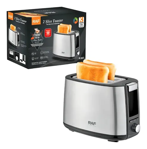 Tostador De Pan 2 Rebanadas Calentador Eléctrico Raf R-507 Color Negro