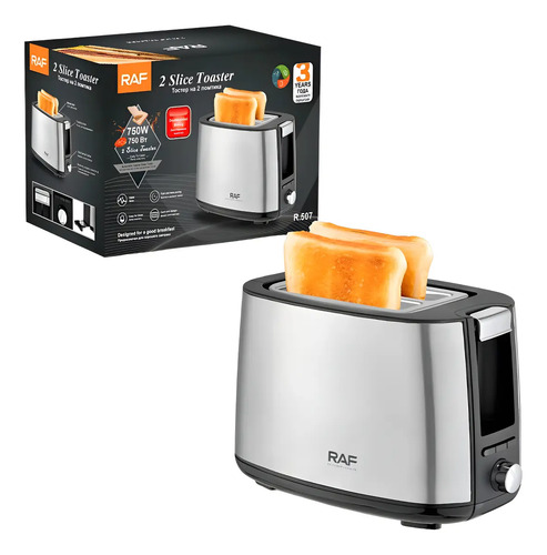 Tostador De Pan 2 Rebanadas Calentador Eléctrico Raf R-507 C Negro