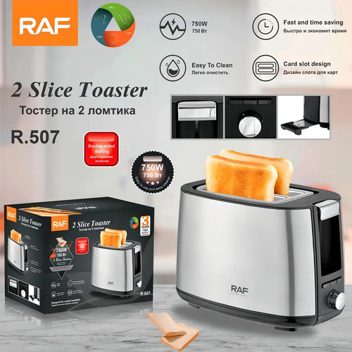 Tostador De Pan 2 Rebanadas Calentador Eléctrico Raf R-507 C Negro — foto 3