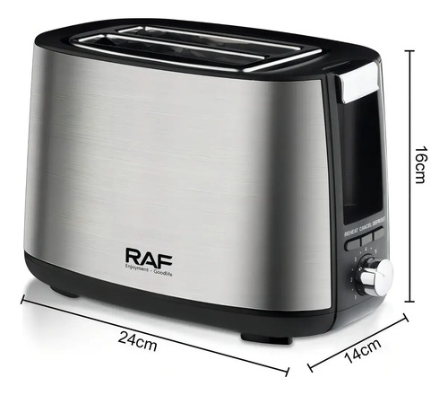 Tostador De Pan 2 Rebanadas Calentador Eléctrico Raf R-507 Color Negro — foto 4
