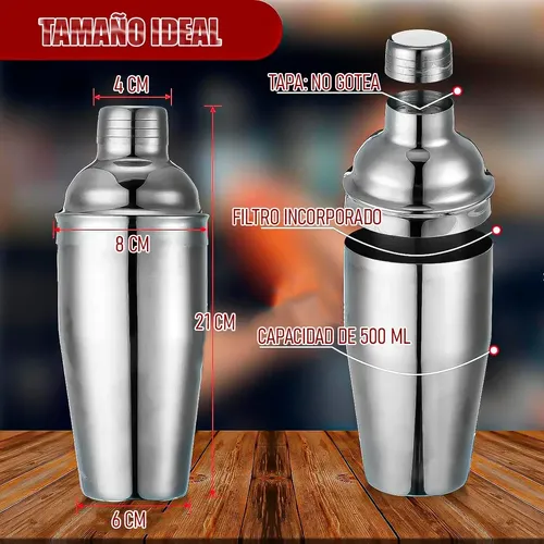 Vaso Coctelera  Profesional Acero Inoxidable 500ml Plateado — foto 3