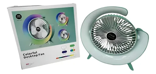 Ventilador De Escritorio Portatil Recargable Con Luz Led Varios